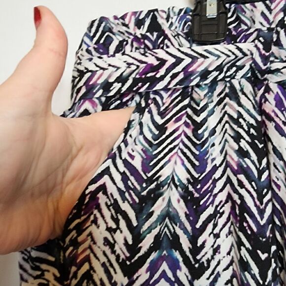 4X 26W Torrid Black Chevron Pull On Short Paperbag Waist Tie Belt Pocket 5in ins - Picture 4 of 9